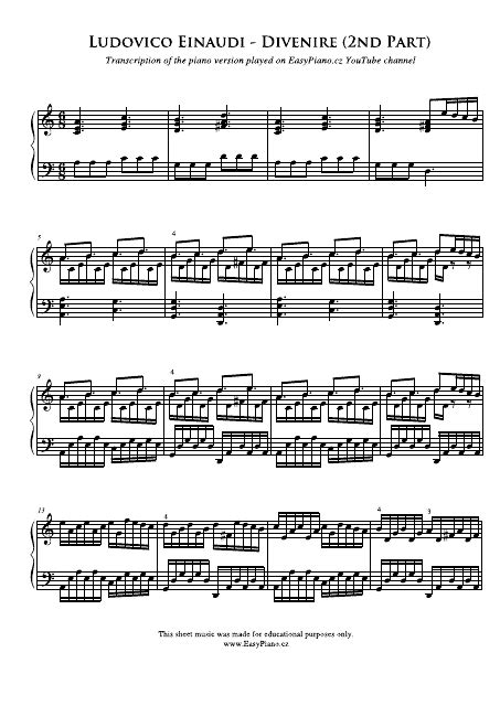 Ludovico Einaudi Divenire 2nd Part Sheet Music Download Printable