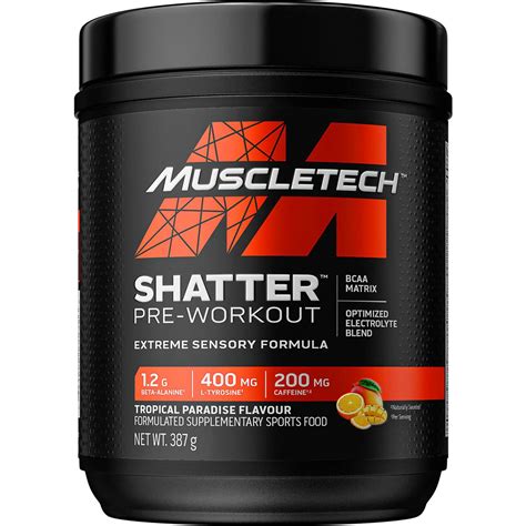 Muscle Tech Shatter Pre Workout Tropical Paradise Flavour 387g Woolworths