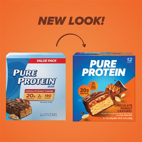 Pure Protein Chocolate Peanut Caramel Protein Bars 20g Protein Gluten Free 1 76 Oz 12 Ct