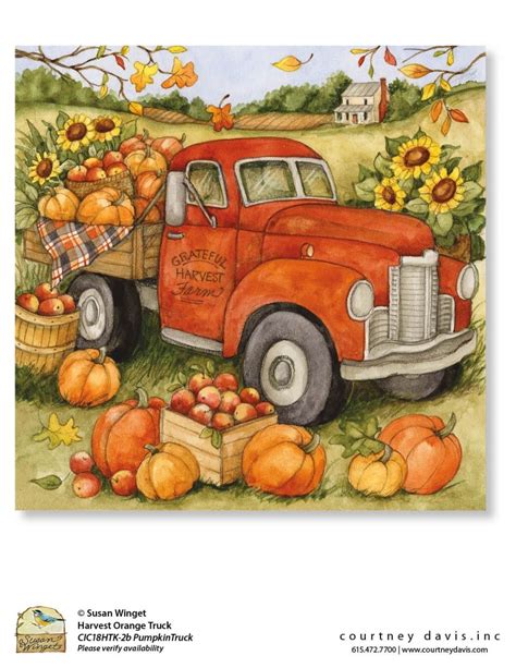 Blue Pumpkin Truck Fall Harvest Pumpkin Patch Autumn Fall Home Decor