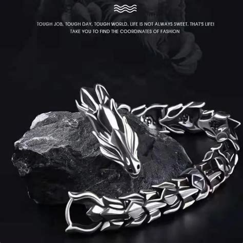 Bracelet T Te De Dragon En M Tal De Personnalit De La Mode Pour Hommes