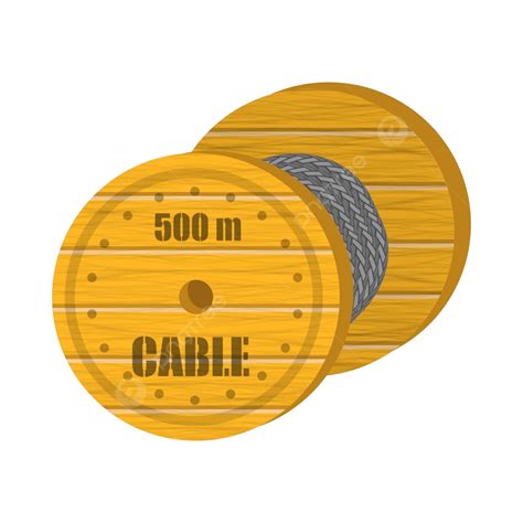 On White Background Wooden Coiled Coaxial Digital Cable Vector Coaxial