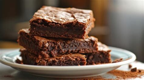 Premium Photo Stack Of Brownies On White Plate