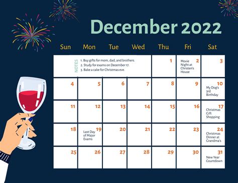 December 2022 Calendar Template in Illustrator, Word, PSD - Download ...