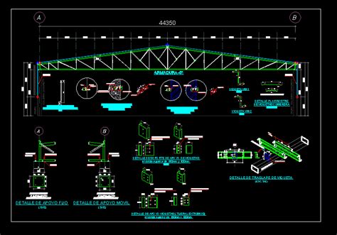 Planos De Estructura De Techo Metalico En Dwg Autocad Estructuras De