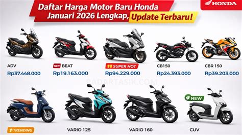 daftar harga motor  honda januari   tipe  beat sampai
