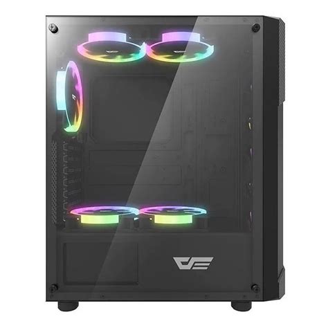 Gabinete Gamer DarkFlash Pollux Preto Lateral Acrílico Aigo Formato atx