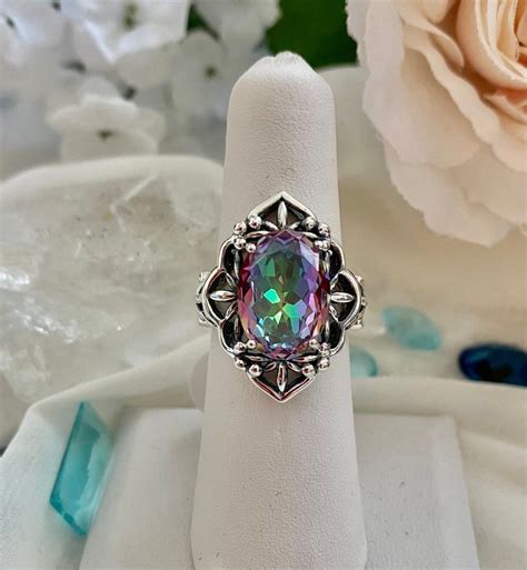 Mystic Topaz Ring Solid Sterling Silver Ct Oval Cut Mystic Etsy