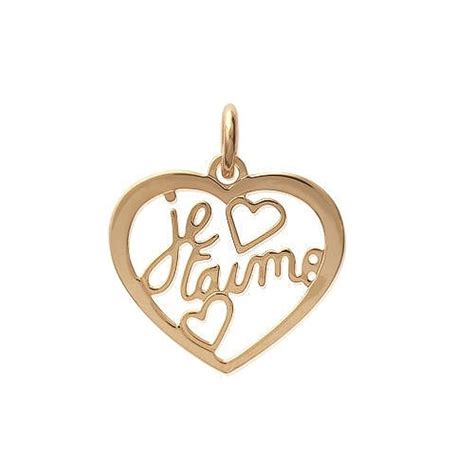 Collier femme coeur écriture Je t aime Plaqué OR 750 3 microns Femme