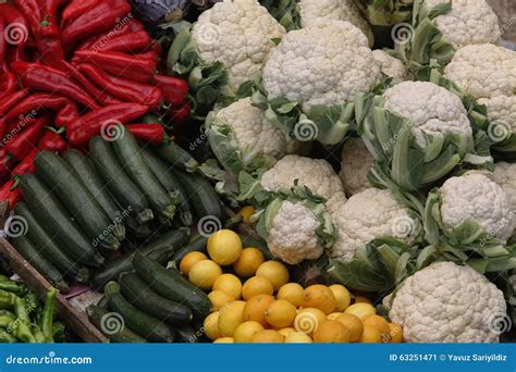 Vegetables and Fruits in Food Stall of Turkish Bazaar Stock Image ...