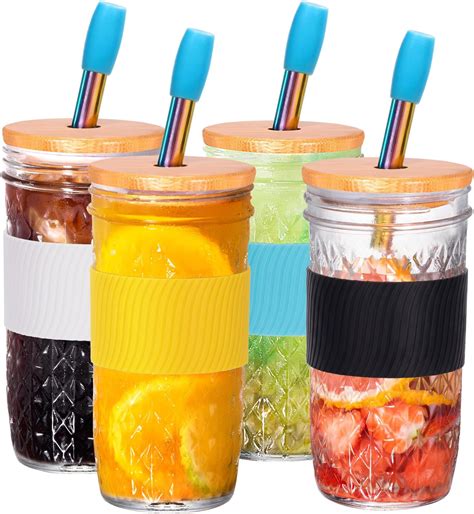 Spurtar Bubble Tea Becher Set Glasbeh Lter Ml Trinkbecher Mit