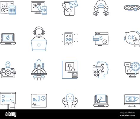 Training Line Icons Collection Education Tutoring Coaching