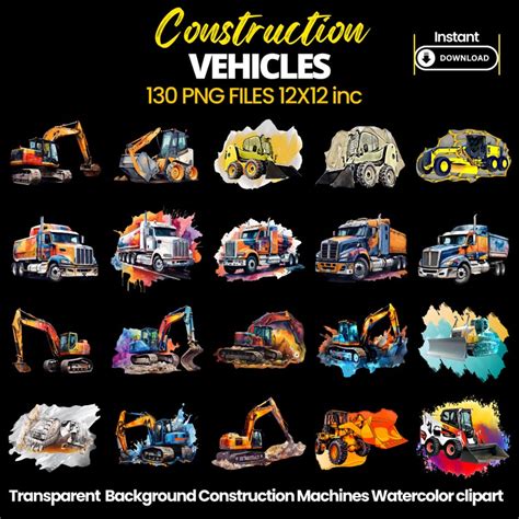 Watercolor Construction Vehicles Clipart Construction Png Clipart