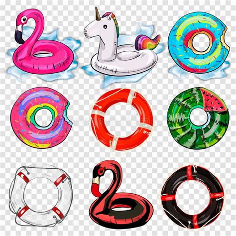 Colorful Swim Rings Icon Set Isolated On White Background Vector