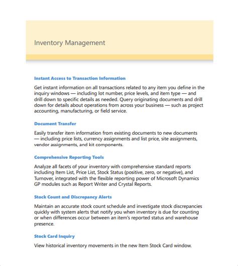 Sample Inventory Management 10 Document In Pdf