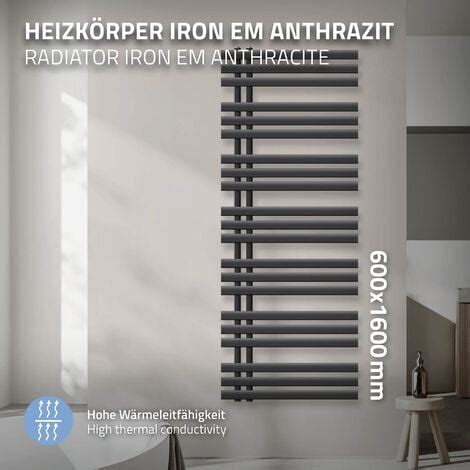 Ecd Germany Radiador De Ba O Iron Em Design X Mm Antracita