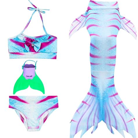 2018 Mermaid Tails With Monofin 4pcs Set Top Bottom Mermaid Tail Fin