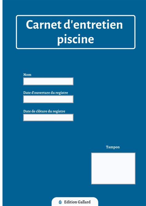 Amazon Fr Carnet D Entretien Piscine Registre Sanitaire Des Eaux De