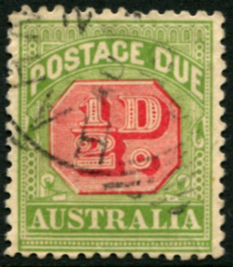 Australia Postage Due D Red Yellow Green Fu Sgd Cv