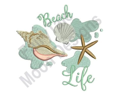 Beach Life Machine Embroidery Design Summer Beach Etsy