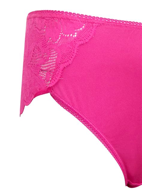 Marks And Spencer M 5 DARK PINK Microfibre Lace High Leg Knickers