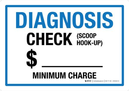 Diagnosis Check Minimum Charge Landscape - Wall Sign 