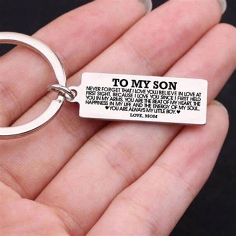 To My Son Keyring T From Mom Love Message From Mother To Etsy