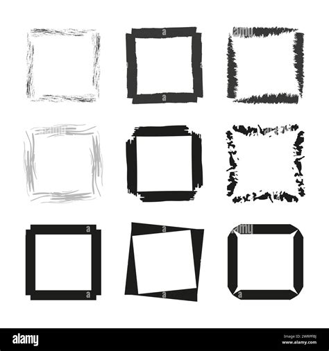 Square And Rectangular Frames Various Brush And Ink Textures Artistic Border Collection