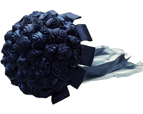 Navy Blue Rose Bud Satin Bouquet - CB Flowers & Crafts