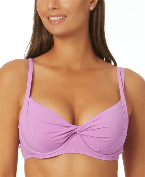 Anne Cole Lavender Retro Twist Underwire Bra Sized Bikini Swim Top Us