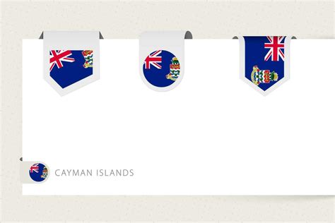 Label flag collection of Cayman Islands in different shape. Ribbon flag ...