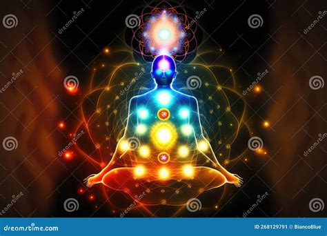 Human Inner Energy Chakra Meditation Of Mind Body And Soul Stock