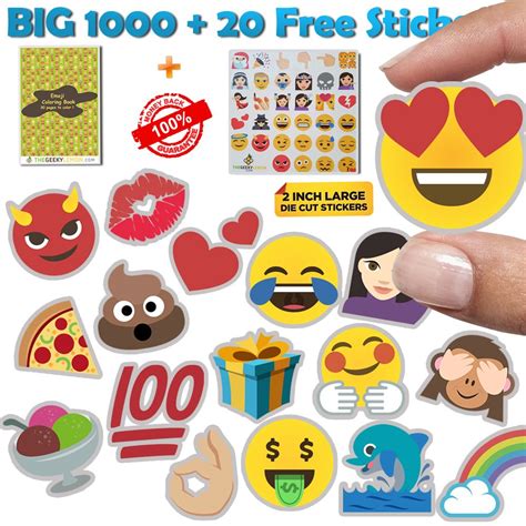 Buy SUPERIOR QUALITY Big Emoji Sticker Jumbo Pack of 1000+20 FREE ...