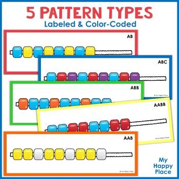 Pony Bead Pattern Task Cards Fine Motor Activity Patterning Morning Tub