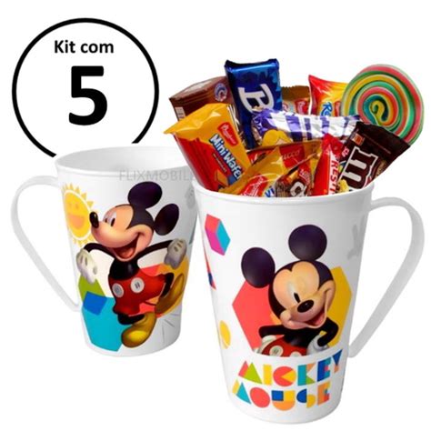 Kit X Caras De Pl Stico Mickey Disney Infantil Ml Plas Til P