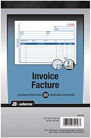 Adams Invoice Book Pack Part Carbonless Invoices Horizontal Sales