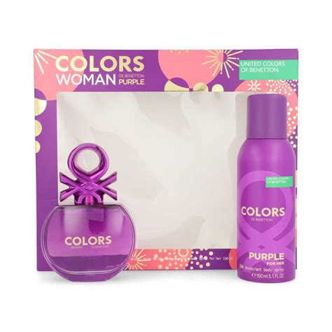 Set Benetton Colors Purple 2pzs 80ml Edt Spray Desodorante 150ml Spray Pasión De Fragancias