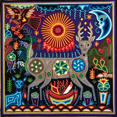 Huichol Yarn Painting Mexican Wall Art Wixarika Culture Etsy