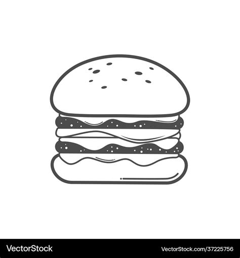 Burger icon line art Royalty Free Vector Image