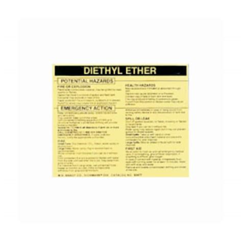 Brady Hazardous Material Label Diethyl Ether Legend Diethyl Ether