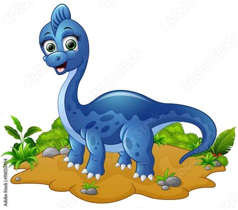 Cute blue dinosaur cartoon Stock Vector | Adobe Stock