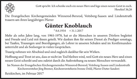 Traueranzeigen Von G Nter Knoblauch Vrm Trauer De