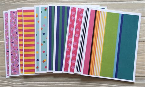 Bright Colored Patterns Note Cards Set Of 12 Budget Ez Etsy