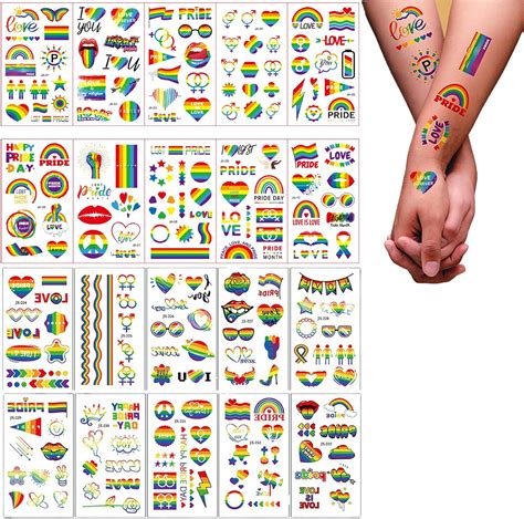 20 Sheets 200pcs Pride Temporary Tattoos Lgbtq Gay Lesbian Waterproof