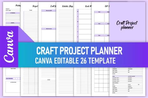 Editable Craft Project Planner Canva Kdp Graphic By Rahimaartwork