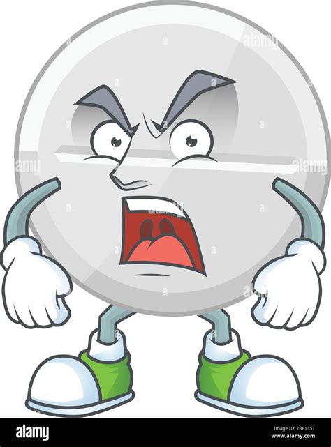 White pills cartoon character design with mad face Stock Vector Image ...