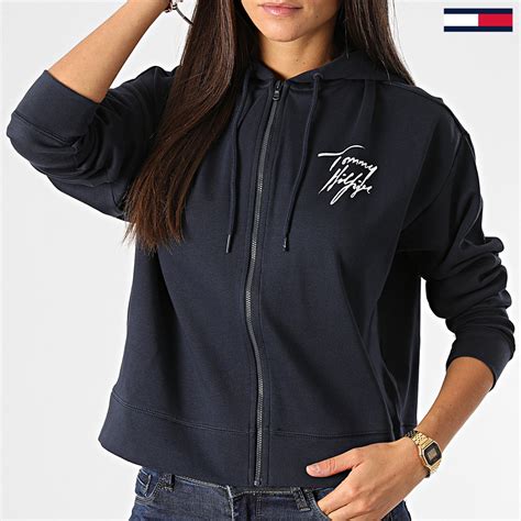 Tommy Hilfiger Sweat Zippé Capuche Femme 3021 Bleu Marine