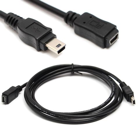 Black 5feet15m Mini Usb B 5pin Male To Female Extension Cable Cord