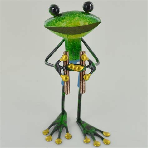 Happy Larry Gurdon Metal Frog With Binoculars Decorative Statue