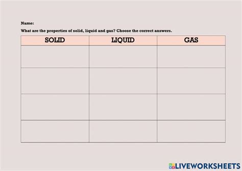 Properties Of Solids Liquids And Gases Worksheet Teach Starter Worksheets Library